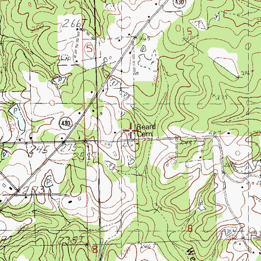Topographic Map of Beard Cemetery, LA