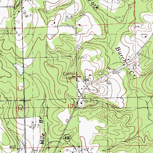 Topographic Map of Curter Cemetery, LA