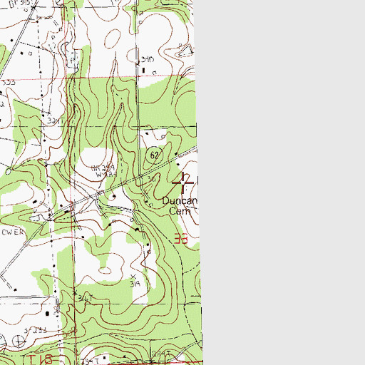 Topographic Map of Duncan Cemetery, LA