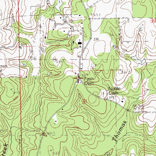 Topographic Map of Faith Cemetery, LA