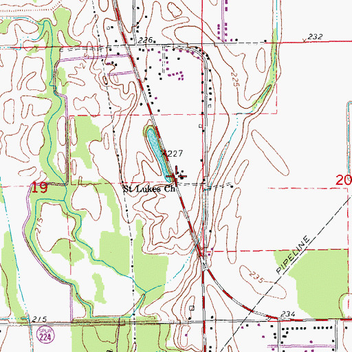 Topographic Map of Saint Lukes Church, AR