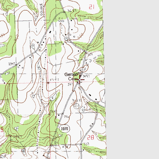 Topographic Map of Gerald Cemetery, LA