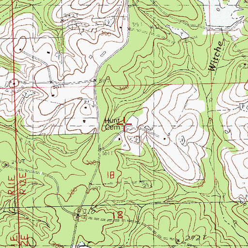 Topographic Map of Hunt Cemetery, LA