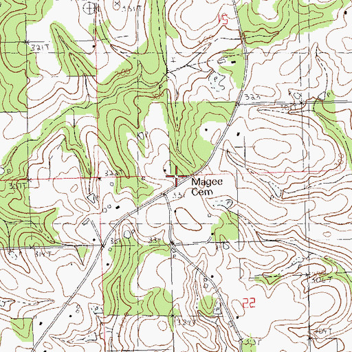 Topographic Map of Magee Cemetery, LA