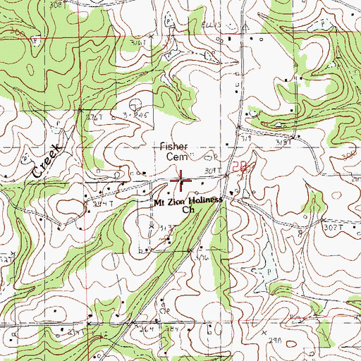 Topographic Map of Mount Zion Holiness Church, LA