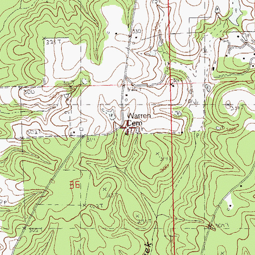 Topographic Map of Warren Cemetery, LA