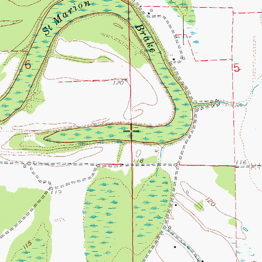 Topographic Map of Saint Marion Brake, AR