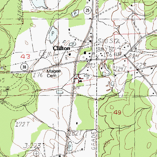 Topographic Map of Clifton Church (historical), LA