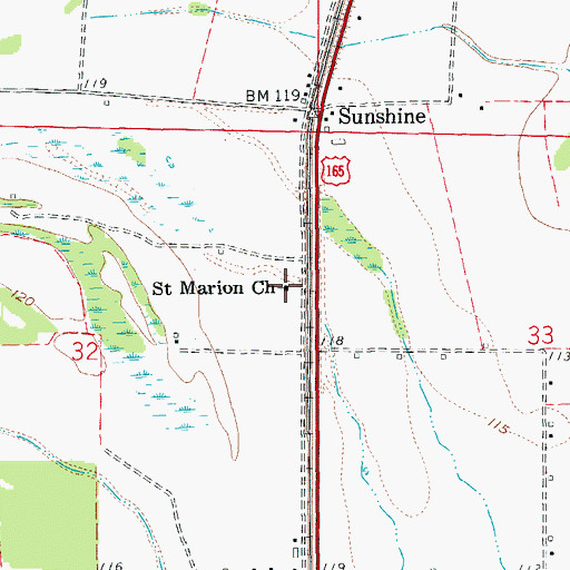 Topographic Map of Saint Marion Church, AR