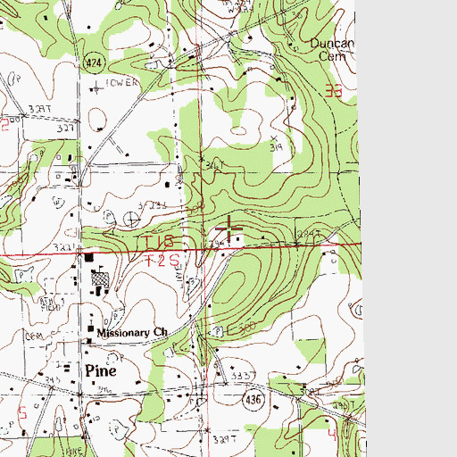 Topographic Map of Pine School (historical), LA