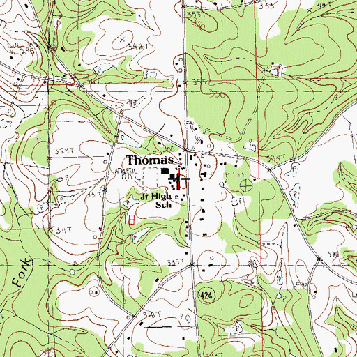 Topographic Map of Thomas Elementary School, LA