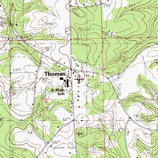 Topographic Map of Thomas First Baptist Church, LA
