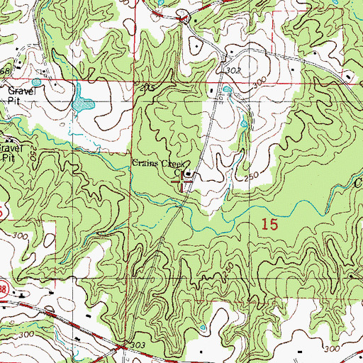 Topographic Map of Crains Creek Cemetery, LA