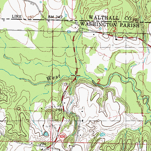 Topographic Map of Childs Bridge, LA