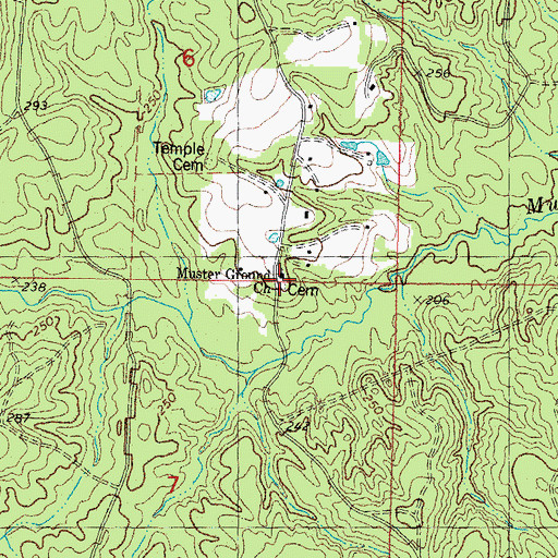 Topographic Map of Muster Ground Cemetery, LA