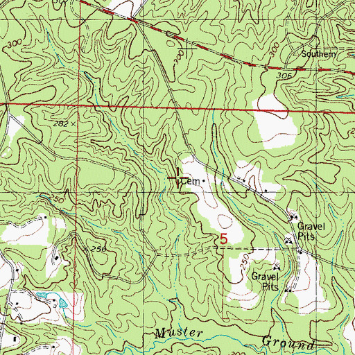 Topographic Map of Sam Carroll Cemetery, LA