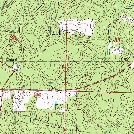 Topographic Map of Central Cemetery, LA