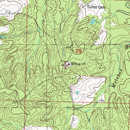 Topographic Map of Hill Top Cemetery, LA