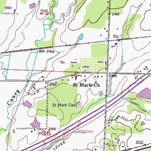 Topographic Map of Saint Mark Church, AR