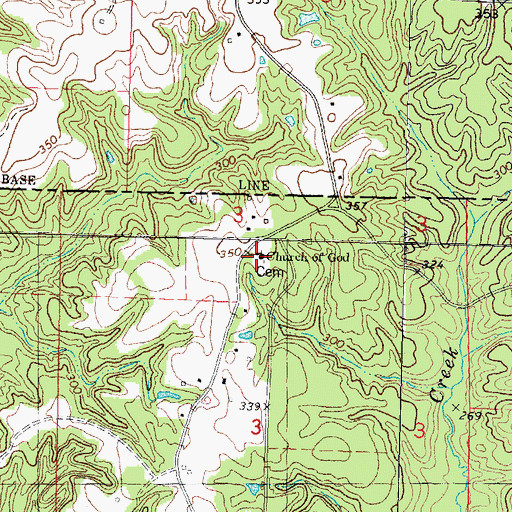 Topographic Map of Church of God Cemetery, LA