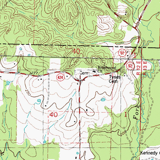 Topographic Map of Tynes Store (historical), LA