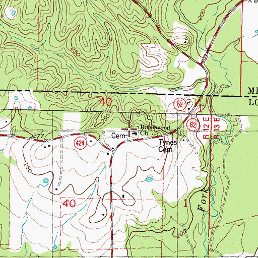 Topographic Map of Briarwood Cemetery, LA