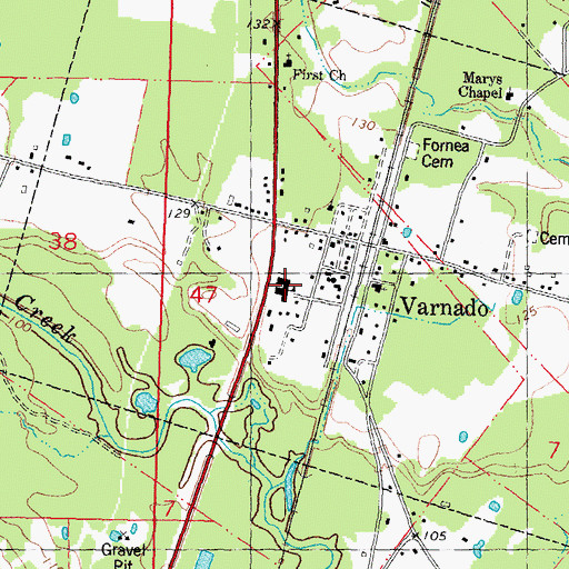 Topographic Map of Varnado High School, LA