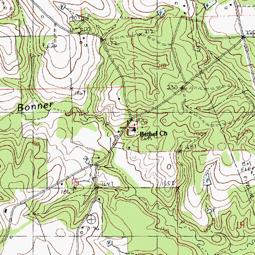 Topographic Map of Bell South (historical), LA