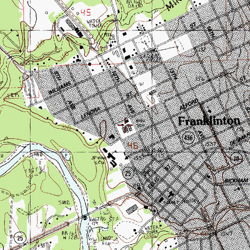 Topographic Map of Franklinton Junior High School, LA