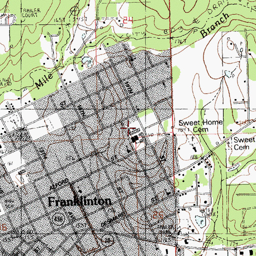 Topographic Map of Franklinton Primary School, LA