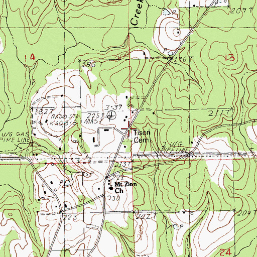 Topographic Map of Cooper School (historical), LA