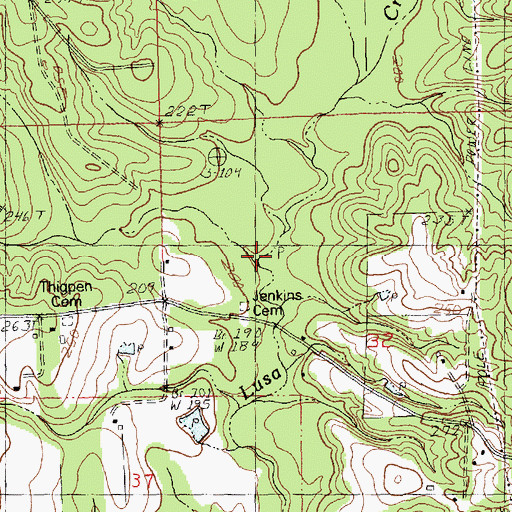 Topographic Map of Ward Branch, LA