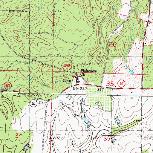 Topographic Map of Plainview School (historical), LA