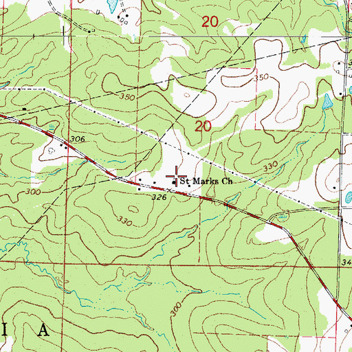 Topographic Map of Saint Marks Church, AR