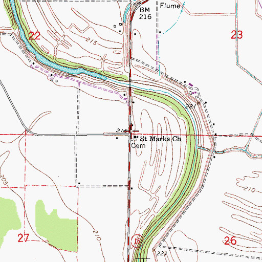 Topographic Map of Saint Marks Church, AR