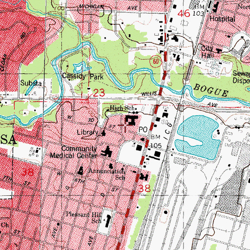 Topographic Map of Bogalusa High School, LA