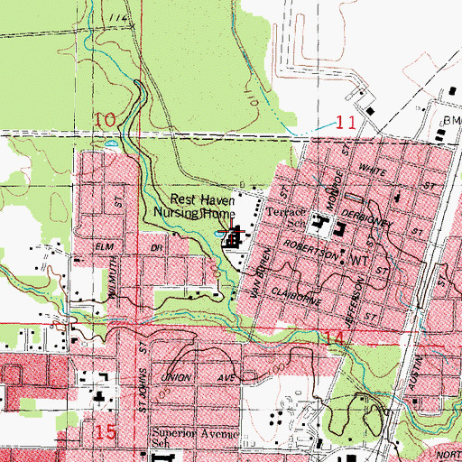 Topographic Map of Rest Haven Nursing Home, LA