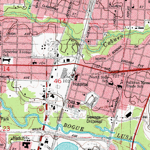 Topographic Map of Washington - Saint Tammany Regional Medical Center (historical), LA
