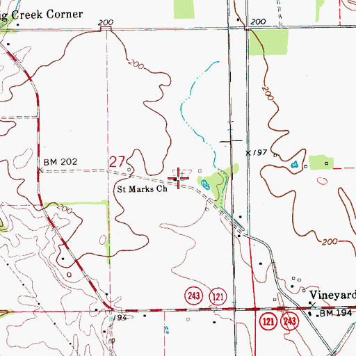Topographic Map of Saint Marks Church, AR