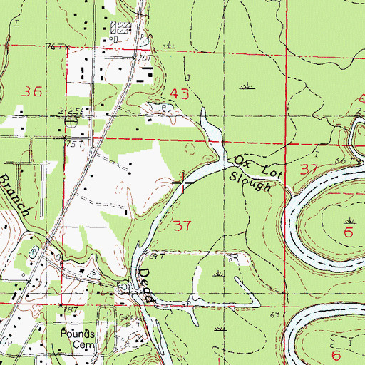 Topographic Map of Ox Lot Slough, LA