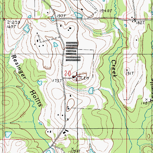Topographic Map of Antioch Cemetery, LA
