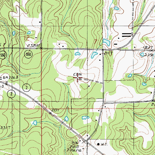 Topographic Map of Barrett Cemetery, LA