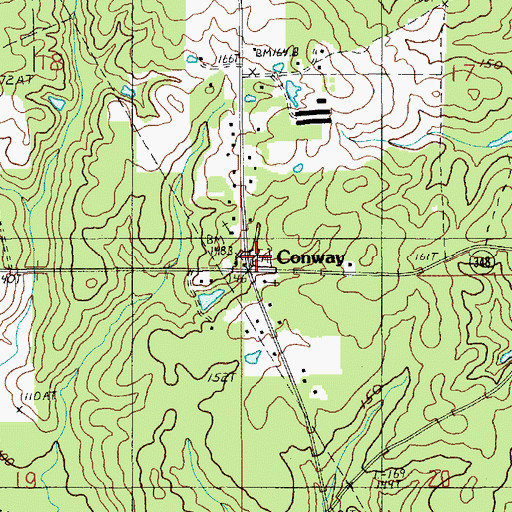 Topographic Map of Conway Cemetery, LA