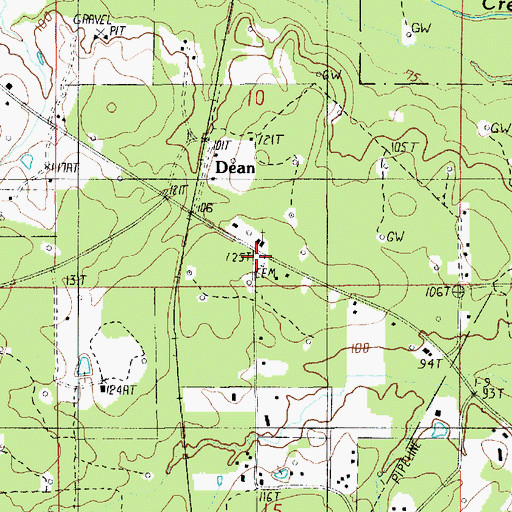 Topographic Map of Dean Cemetery, LA