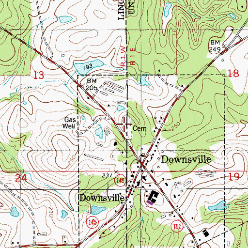 Topographic Map of Downsville Cemetery, LA