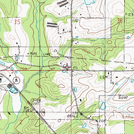 Topographic Map of Fellowship Cemetery, LA