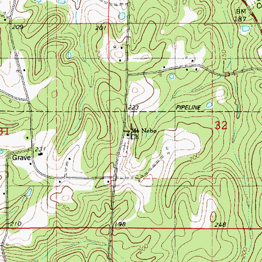 Topographic Map of Holmesville Cemetery, LA