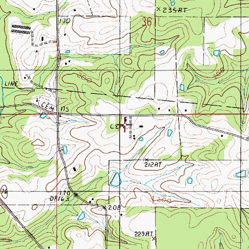 Topographic Map of Liberty Cemetery, LA