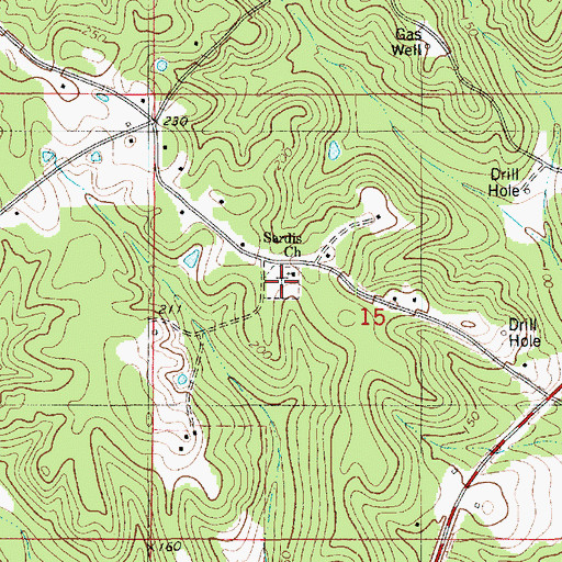 Topographic Map of Sardis Cemetery, LA