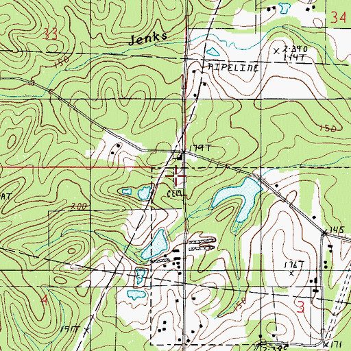 Topographic Map of Union Grove Cemetery, LA